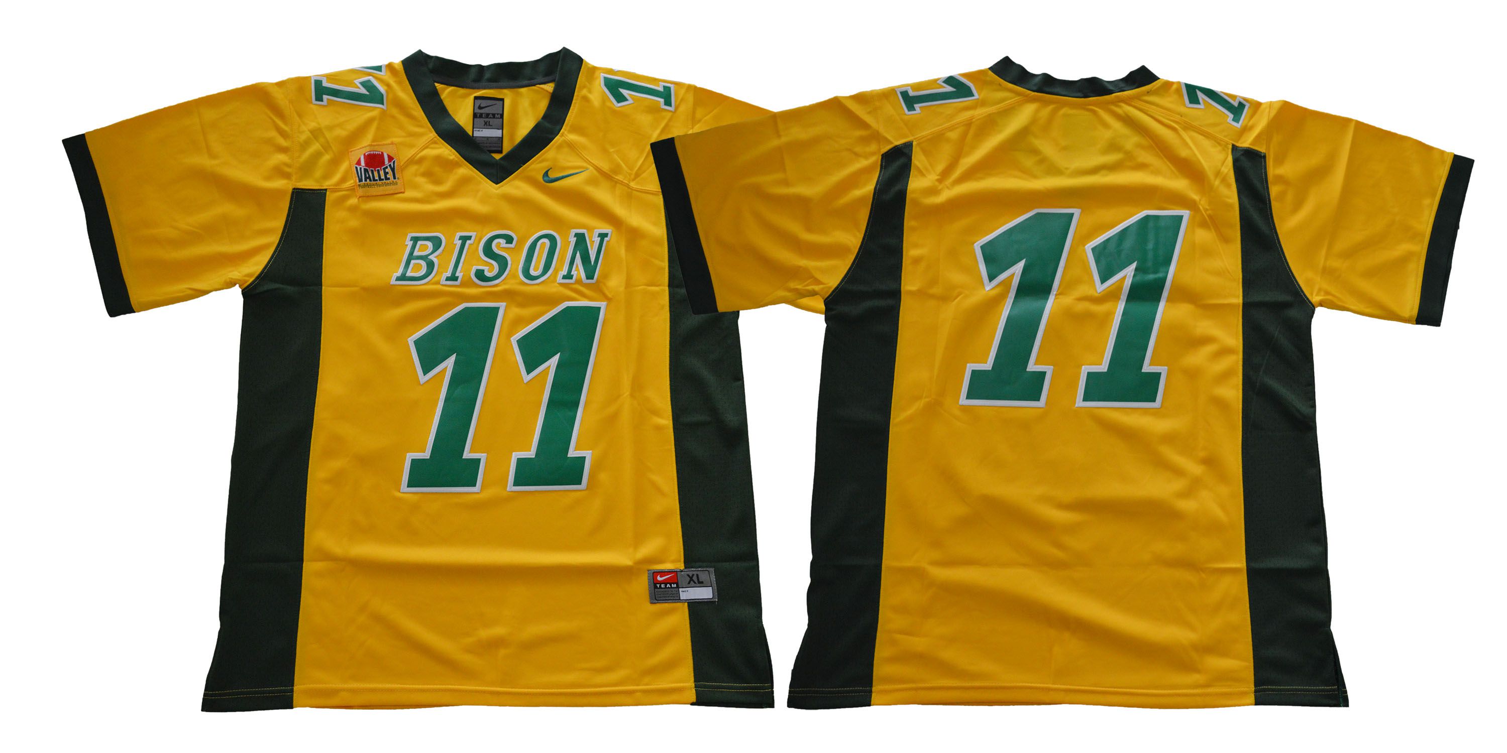 Men NDSU North Dakota State Bison #11 Wentz Yellow NCAA Jerseys->->NCAA Jersey